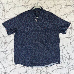 ADDICT Fishing Shirt Men's XXL Navy Light Blue Orange Vented Back Boatwear